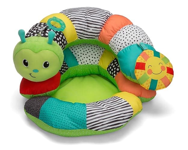 Infantino Prop-A-Pillar Tummy Time & Seated Support, Baby Floor Seat for Tummy Time & Early Sitting, Soft, Supportive, Engaging Toys, Caterpillar - Image 1