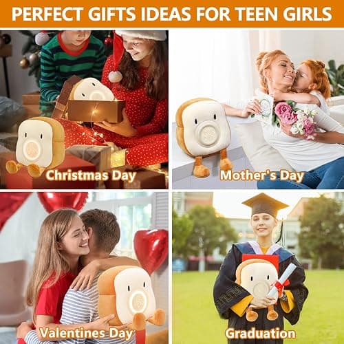 QANYI Plush Toy Night Light Alarm Clock for Kids, Multiin-one Cozy Toast Plushies Bed Clock with Dual Alarm and Snooze, Dimmable Bed Lamp Birthday Gifts Ideal for Children Teens Girls Boys Women thumbnail 7