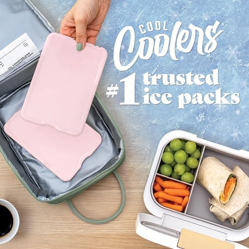 Cool Coolers by Fit & Fresh XL Slim Ice Packs, Quick Freeze Reusable Ice Packs for Lunch Boxes & Coolers, Long-Lasting, Space Saving Cooler Ice Packs, Light Pink, 4Pk thumbnail 3