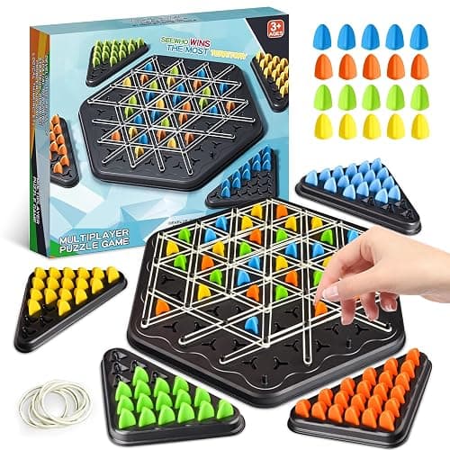 Triangle Chess Game, Wavelength Board Game, Triangle Rubber Band Game for Kids & Adults – Geometric Chess Game & Family Party Games for Family Night, Christmas Games for Families - Image 1
