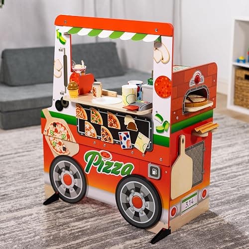 Melissa & Doug Wooden Pizza Food Truck Activity Center | 53 Pcs, Wooden Food Truck with Oven, Slicable Pretend Play Food, Felt Toppings, Ice Cream, Preschool Toys for Kids, Ages 3+ thumbnail 10