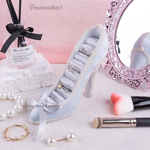 Framendino, 2 Pack High Heel Ring Display Holder Shoe Jewelry Heeled Earring Rack Elegant Tower Stylish Decoration Ornaginzer Bridal thumbnail 4
