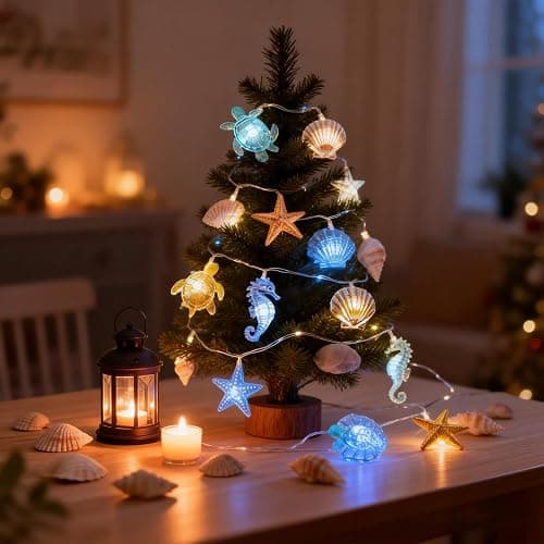 Yoitomehy Ocean Decor Sea Turtles, Shells, Conchs, and Seahorses String Lights, 30 LEDs 10ft Battery Powered, Beach Ocean Under the Sea Party Decorations for Bedroom Ocean Themed Party Classroom thumbnail 5