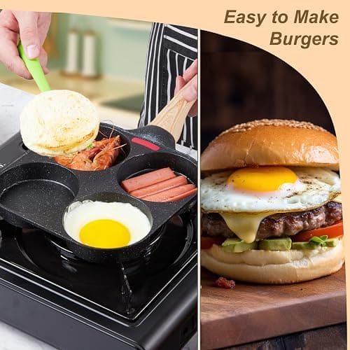 MyLifeUNIT Egg Frying Pan, 4-Cup Egg Pan Nonstick, Fried Egg Pan Skillet for Breakfast, Pancake, Hamburger, Sandwiches, Suitable for Gas Stove & Induction Cookware thumbnail 5