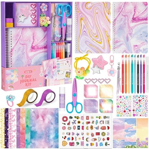 QIYVLOS 2 Pack DIY Journal Kit for Girls, Journaling Diary Toys for Ages 8-13, Arts and Crafts Birthday Stationery Set Gifts for Teen Girls Ages 8 9 10 11 12 13 14 Year Old - Image 1
