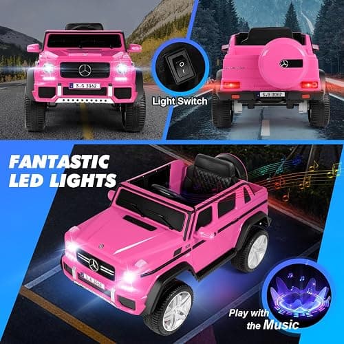 JOYLDIAS Ride On Cars, Licensed Mercedes-Benz Maybach G650S, 12V7AH Battery Powered Toy Electric Car for Kids W/LED Underglow Lights,Remote Control, 2 Motors, 3 Speeds, Music, Bluetooth,Horn,Pink thumbnail 7