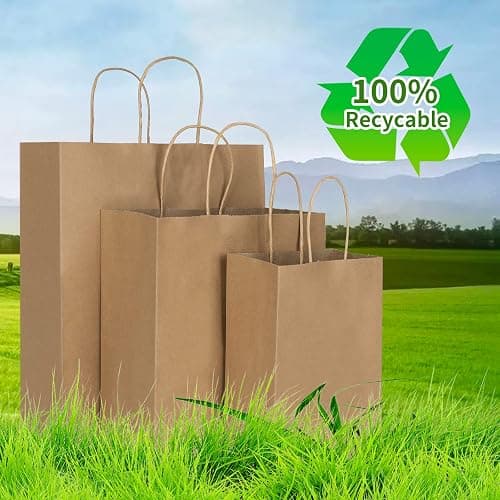 Toovip 90 Pack Plain Brown Kraft Paper Bags with Handles Bulk, Multiple 3 Assorted Sizes Gift Bags for Favors Grocery Retail Party Birthday Shopping Business Goody Craft Merchandise Take Out Sacks thumbnail 4