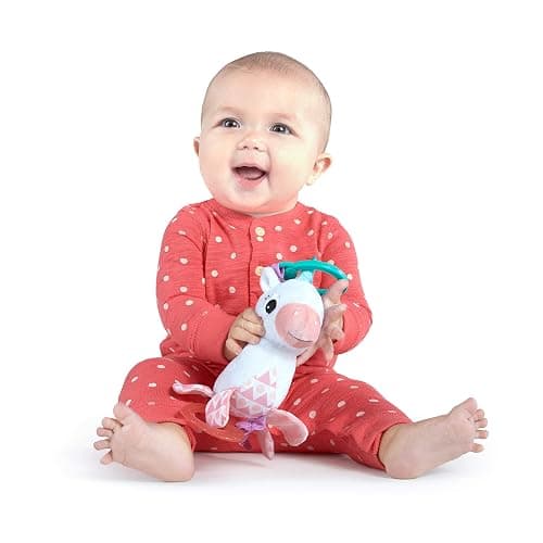 Bright Starts Unicorn Sparkle & Shine Plush Take-Along Stroller or Carrier Toy, Ages 0 Month+, Pink thumbnail 3
