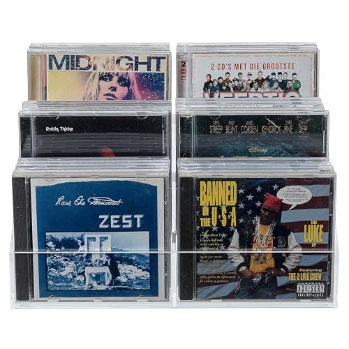 MyGift 3 Tier CD Storage Rack, Clear Acrylic Disc Holder Holds 36 Cases | Three-tier organizer stores up to 36 jewel cases with a clear design for easy viewing and compact media organization thumbnail 7