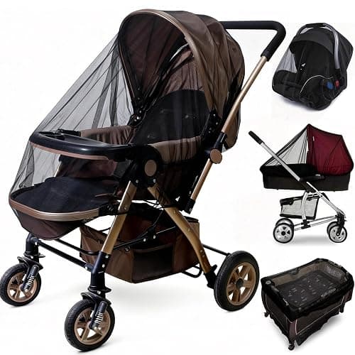 Baby Stroller Mosquito Net (2 Pack) - Durable Mesh Protection for Bassinets, Cradles, Playards, Pack N Plays & Portable Mini Cribs | Breathable Universal Fit Insect Barrier (Black) - Image 1