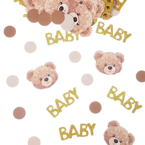 Nogeqi 200 Pcs Bear Baby Shower Confetti, We Can Bearly Wait Baby Shower Decorations Neutral for Gender Reveal Decor Party Bear Table Scatter - Image 1
