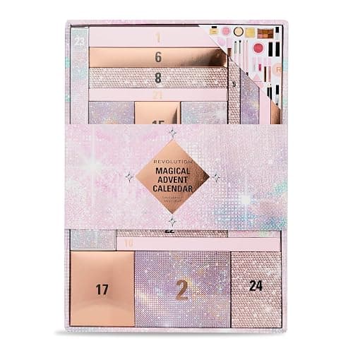 Revolution Beauty 24-Piece Holiday Beauty Advent Calendar, Makeup Gift Set with Lip Gloss, Nourishing Lip Masks, Brushes & Brow Gel, Vegan & Cruelty-Free thumbnail 4