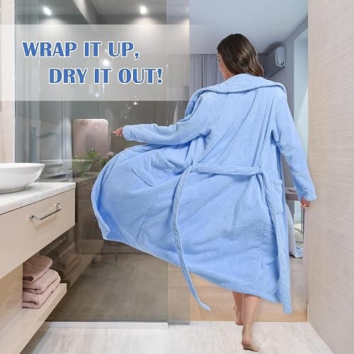 PJGGZ Women's Shawl Collar Bathrobe, Soft Long Towel Robes for Women - Super Absorbent Quick Dry yet Warm thumbnail 4