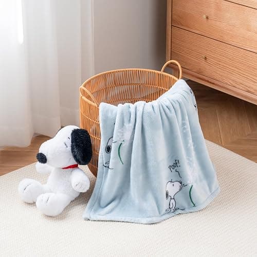 Berkshire Blanket Peanuts® VelvetLoft® Cute Character Snoopy Plush Throw Blanket,Peanuts Snoopy Make A Wish Spring Blue,Throw 55 in x 70 in (Official Peanuts® Product) thumbnail 9