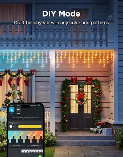 Govee Icicle Lights, Smart RGBIC Christmas Lights for Outside, 33ft with 400 LEDs Icicle Light Outdoor, IP67 Waterproof, Music Sync, Voice Control, 78+ Scene Modes for Christmas Decor thumbnail 5