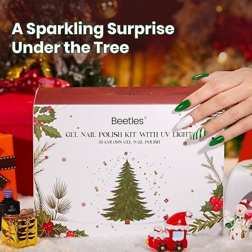 Beetles Christmas Gel Nail Polish Kit 68 Pcs with U V Light - 35 Color Gel Nail Kit Gifts for Teens Girls Women Soak Off Emotional Spectrum Red Winter Manicure Nails Decoration Tool Home DIY Set thumbnail 7