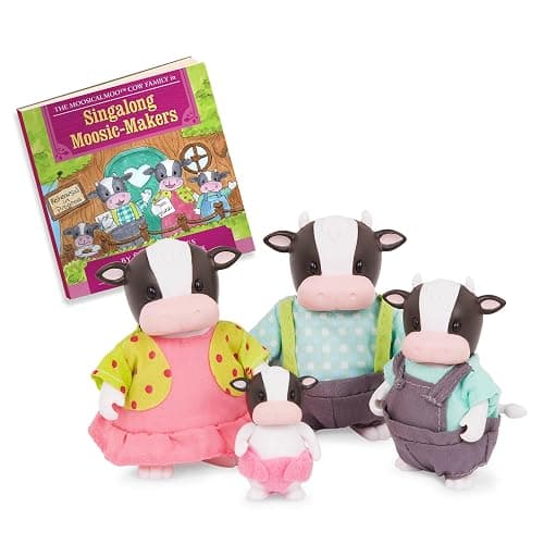 Li'l Woodzeez – The Moosicalmoo Cow Family – Set of 4 Collectible Posable Cow Figures with Storybook for Imaginative Pretend Play – Non Flocked Animal Toys for 3+ Years - Image 1
