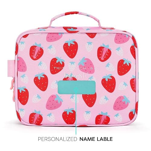 mibasies Kids Lunch Box for Girls Toddler, Insulated and Reusable Lunch Bag for School, Assorted Strawberry - Pink thumbnail 5