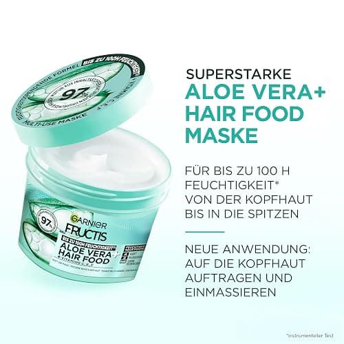 Garnier Fructis Aloe Vera + Haarmaske, Leave-In Haarkur für normales bis trockenes Haar & Kopfhaut, Mehr Geschmeidigkeit und Glanz, Intensive Feuchtigkeit, Ohne Silikone, Vegan, Hairfood, 3in1, 400ml thumbnail 4