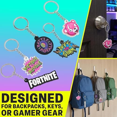 Fortnite Pack of 5 Keychain for Teens, Men, Keychains Accessories for Backpacks, Bags, Collectibles, Cute Key Chain Keyrings Set, Gifts for Gamers thumbnail 2