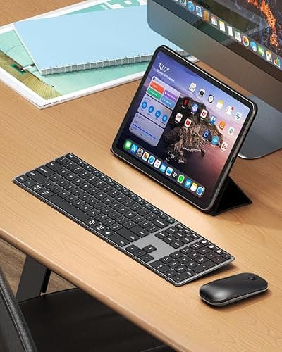 seenda Wireless Bluetooth Keyboard and Mouse Combo (USB + Dual BT), SKM64-3 Multi-Device Rechargeable Slim Keyboard and Mouse, Compatible for Win 7/8/10, MacBook Pro/Air, iPad, Tablet - Black Gray thumbnail 7