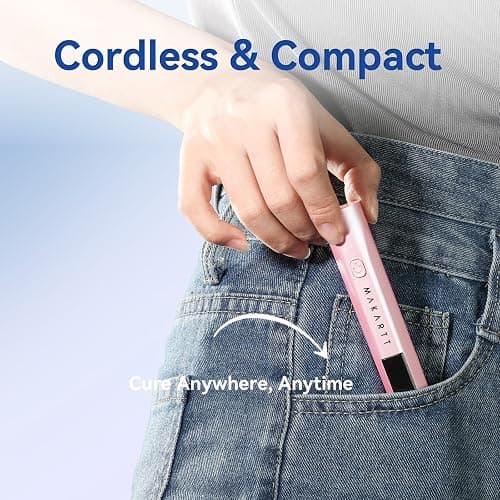 Makartt Handheld Mini UV Nail Lamp Pearl Pink LCD 2 Timer USB | Rechargeable with LCD Display, Cures Gel Polish & Glue, Fast Drying, Ideal for Home & Salon thumbnail 7