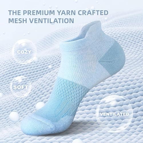 FITRELL 5-6 Pairs Ankle Running Socks for Women Athletic Cushioned Low Cut Tab Sports Socks thumbnail 5