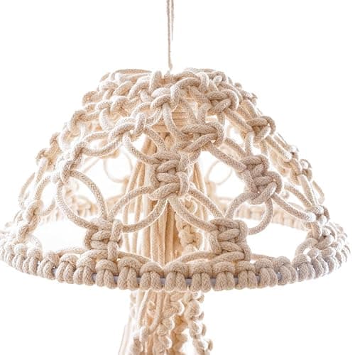 Macrame Wall Hanging,Jellyfish Dream Catcher with Star Lights,Bohemian Woven Wall Art Decor Beautiful Apartment Dorm Room Door Decoration (White) thumbnail 7