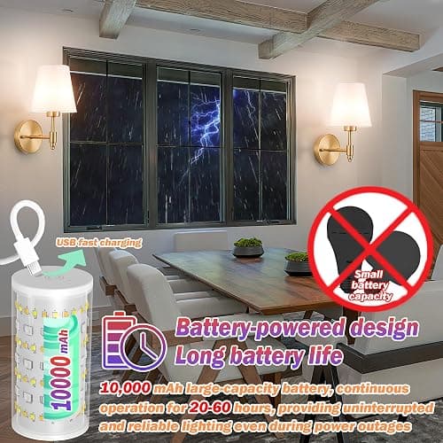 Nekhung Battery Operated Wall Sconces Set of Two, Wireless Battery Wall Light with 10000mAh RGB Dimmable Magnetic Bulb and Remote, Rechargeable Sconce Wall Decor for Bedroom Living Room Hallway thumbnail 4