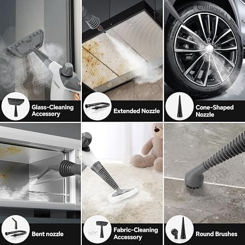 Steam Cleaner Handheld, Steamer Cleaning, Portable Steam Cleaner with 16 Accessories and Safety Lock, 500ml Large Capacity, Multi-Purpose Steam Cleaner for Kitchen, Bathroom, Car, Grease（White） thumbnail 6