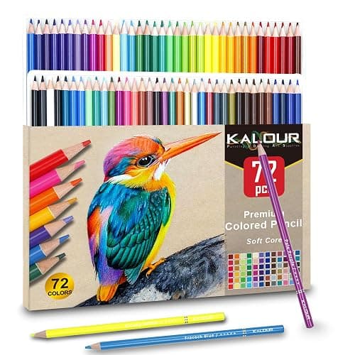 KALOUR 72 Count Pencil Crayons for Adult Coloring Books, Soft Core,Ideal for Drawing Blending Shading,Colored Pencils Set Gift for Adults Beginners Artists thumbnail 7