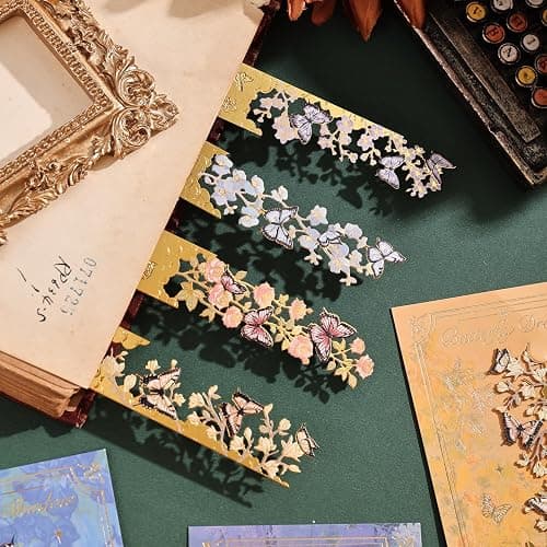 4pcs Metal Bookmarks, Butterfly Flower Theme Pretty Book Marks for Reading Women, Cute Book Markers for Writers, Kids, Teens, Men Readers, Reading Accessories Gifts for Book Lovers thumbnail 7