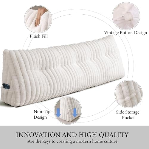 Dorivalley Headboard Pillow Queen, Triangular Wedge Pillow Headboard Queen, Cushion Headboards Reading Pillows, Backrest Pillows for Sitting in Bed or Working with Removable Cover, Beige thumbnail 5