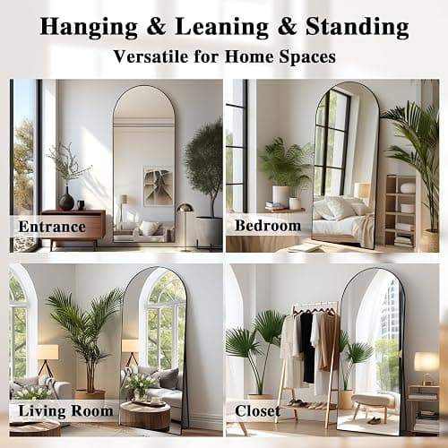 LunaMirror Gewölbter Spiegel Ganzkörperspiegel 192 x 85 cm Stehspiegel Bodenspiegel Groß Standspiegel für Schlafzimmer Wohnzimmer Flur Eingang Wandspiegel Schwarzer thumbnail 5