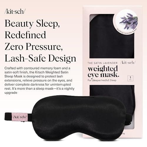 Kitsch Weighted Satin Sleep Mask - Weighted Eye Masks for Sleep and Travel - Lavender Ultra-Soft Sleeping Eye Mask for Women and Men - Light Blocking, Adjustable Strap, (4.1oz/116g) thumbnail 2