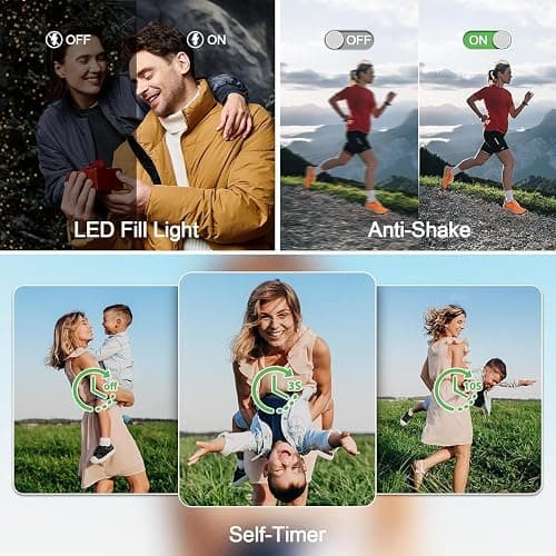 4K Digital Camera for Photography, 72MP Autofocus 2.8" 270°Flip Screen Vlogging YouTube Camera, 18X Zoom Compact Travel Cameras for Teens Beginners, 64GB Card & Battery thumbnail 4