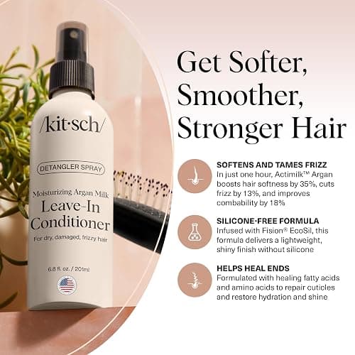 Kitsch Argan Milk Leave In Conditioner Spray – Hair Detangler Spray for Curly, Wavy, Fine, Dry & Damaged Hair - Silicone-Free | Ideal Gifts for Women - 6.3oz thumbnail 2
