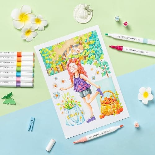 Ohuhu Alcohol Markers 80 Colors Brush& Fine for Beginners Adults Coloring | Art Marker for Illustration Sketching, Dual Tips Alcohol-based Drawing Markers with Blender Storage Case, Great Value Pack thumbnail 2
