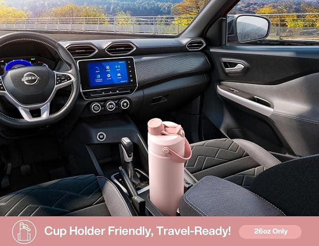 POWCAN 26 oz Insulated Water Bottle with 2-in-1 Straw and Spout Lid, Keep Cold 24H, Leak-Proof, Fits in Car Cup Holder, Stainless Steel Water Bottle for Sports, Travel, Gift, and School (Rosy Bouquet) thumbnail 6