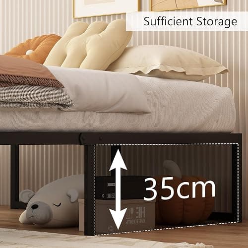 Yicensen Metallbett 90x190 cm mit Lattenrost Metall 41cm Höhe Bettrahmen Einzelbett Stabiles Leichte Montage, Schwarz thumbnail 5
