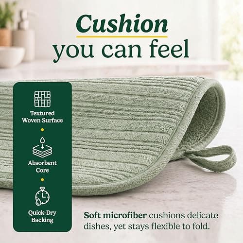 Cuisinart Dish Drying Mat for Kitchen Counter, 2-Pack XL 18"x24" | Ultra absorbent, quick-dry microfiber, machine washable countertop pad, safe for granite and quartz, ideal for large loads thumbnail 4