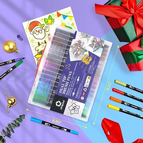 Artecho 36 Colors Markers for Adult Coloring Books No Bleeding, Dual Tip Markers for School, Fine and Brush Tip for Adults Coloring Books, Calligraphy, Drawing, Sketching thumbnail 2