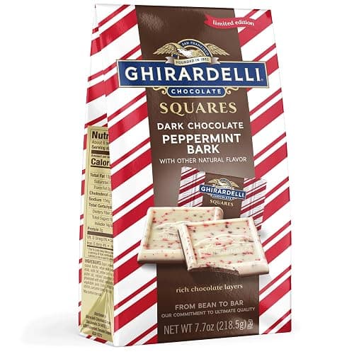 GHIRARDELLI Dark Chocolate Peppermint Bark Chocolate Squares, 7.7 OZ Bag - Image 1