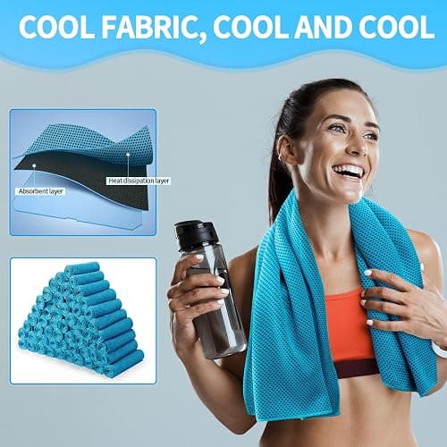 120 Honoson Cooling Towel Bulk - Neck & Face Cool Chilly Towels Microfiber Breathable Sport Sweat Rag for Gym, Yoga, Travel, Camping, Running, Outdoor thumbnail 6