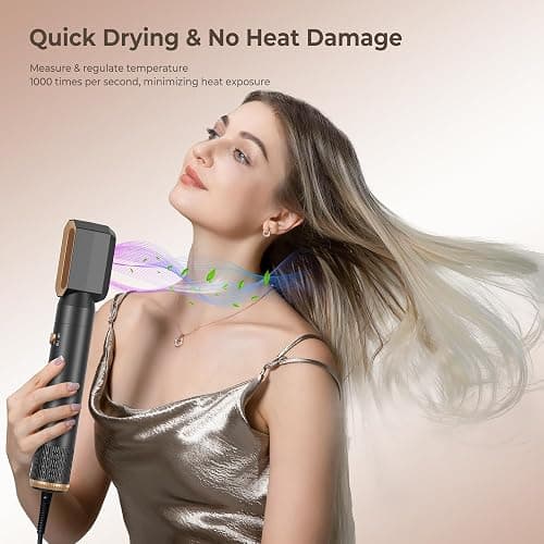 6 in ONE Hair Dryer Brush, Blow Dryer Curling Wand Hair Styling Tools Set, Ionic Hot Air Massage Oval Blowout Hair Dryer, Left&Right Hair Styler 100-120V thumbnail 6