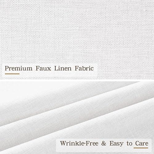 Furlinic Scalloped Shower Curtain No Hook 96 Inch White Linen Fabric Waterproof Extra Wide Wrap Around Curtain, Vintage Modern Bright Heavy Hotel Neutral Textured Elegant Cloth Curtain W 96" x H 75" thumbnail 3