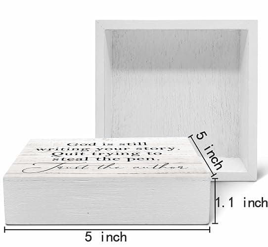 SRADMO God Is Still Writing Your Story, Prayer Room Decor, Christian Bible Verse Decor Wooden Box Sign For Home Office, Inspirational Signs Shelf Table Decorations thumbnail 3