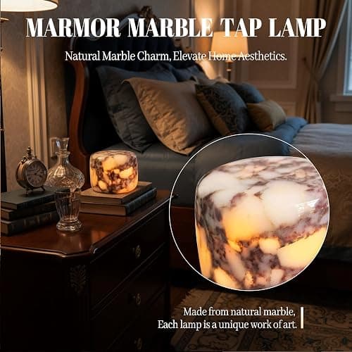 Marmor Marble Lamp Table Lamp Unique Stone Touch Lamp Pat Lamp Type-C 3 Way Bedside Lamp Ambient Light Bedroom Stands Night Light Decorative LED Warm Portable Lamp Rechargeable thumbnail 2