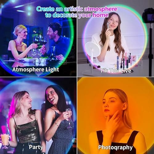 AIHYING Sunset Lamp Projector,Multicolor Changing Night Light 360 Degree Rotation Rainbow Led Sun Lamp for Photography Backgrounds,Party,TikTop Live,Christmas Gifts,Home Decor,Mood Lighting thumbnail 7