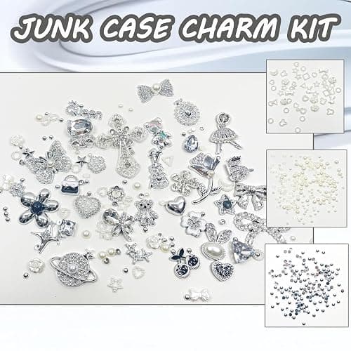 Sutesloly Junk Case Charms Kit, Pink y2k Glitter Phone Case Charm with Storage Box, Kawaii DIY Accessories for Bags, Shoes, Crafts,Cute Bow,Resin Flat Bottomed Drill,Star Letters,Butterfly thumbnail 2